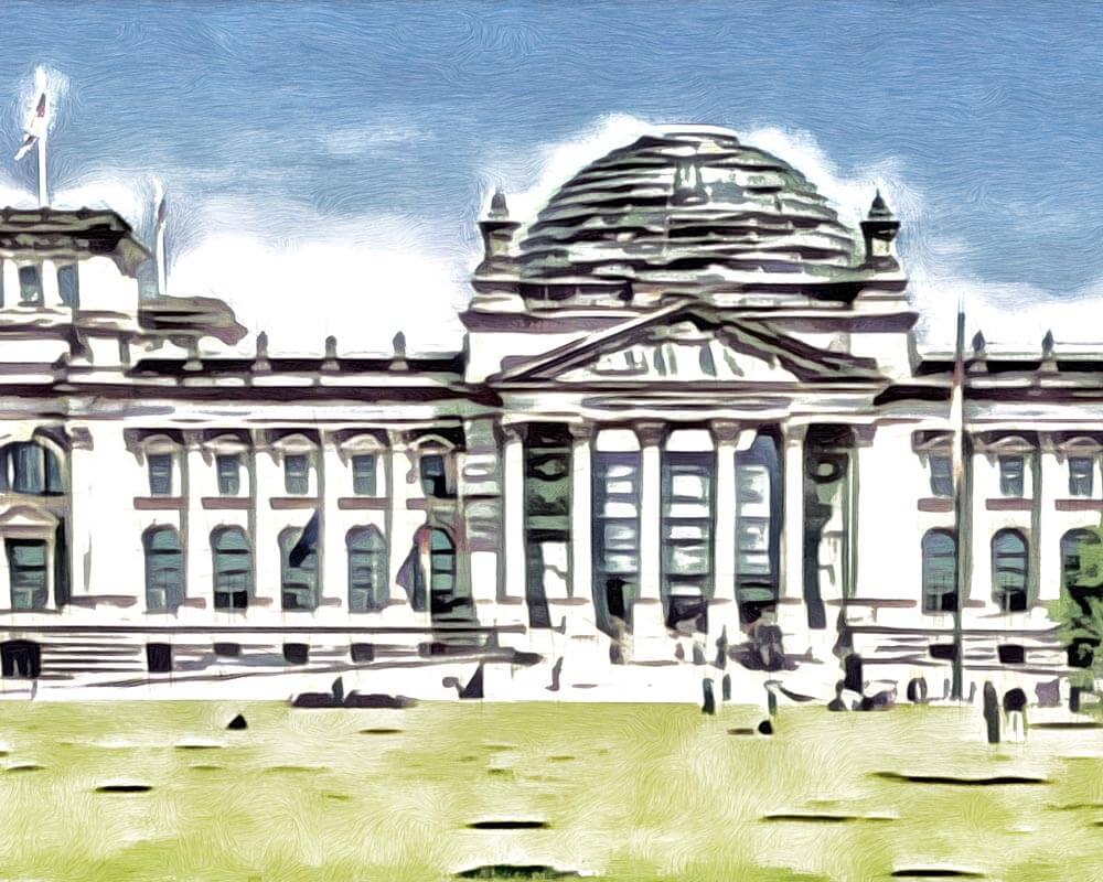 Malen nach Zahlen - Berliner Reichstagsgebäude - by zamart, mit Rahmen von zamart