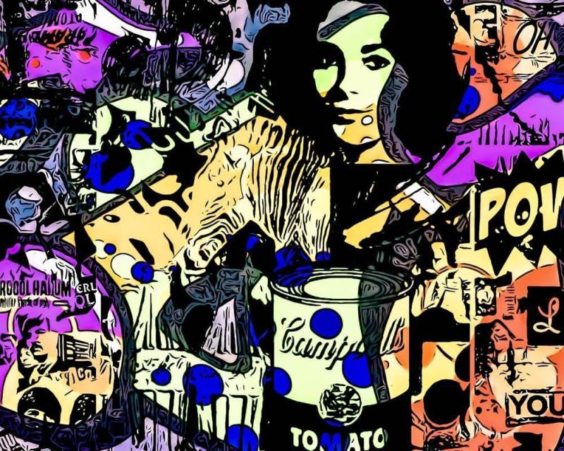 Malen nach Zahlen - Blaue Punkte-POP ART - by zamart, ohne Rahmen von zamart