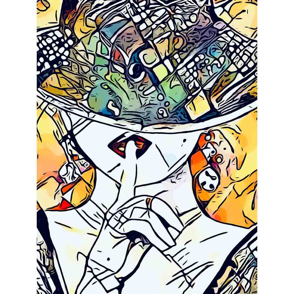 Malen nach Zahlen - Frau mit Hut 3 - Artist's Kandinsky Edition - by zamart, mit Rahmen von zamart