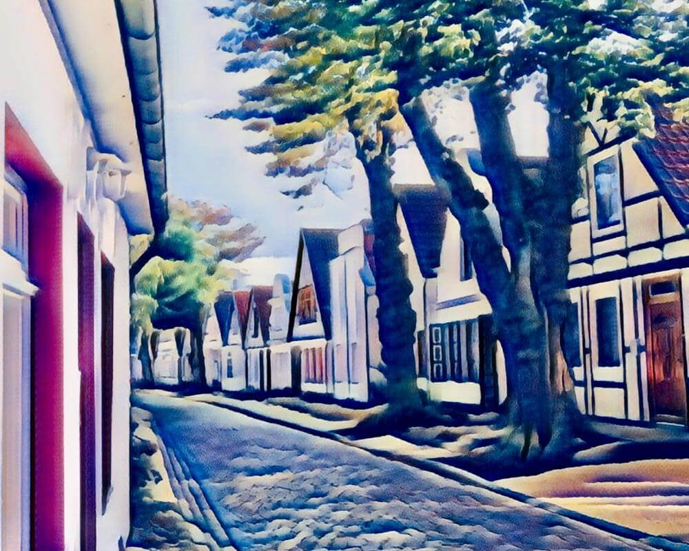 Malen nach Zahlen - Gasse in Warnemünde - by zamart, mit Rahmen von zamart