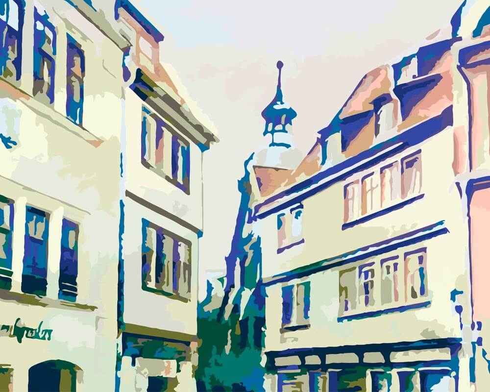 Malen nach Zahlen - Gotha, Altstadt - by zamart, mit Rahmen von zamart