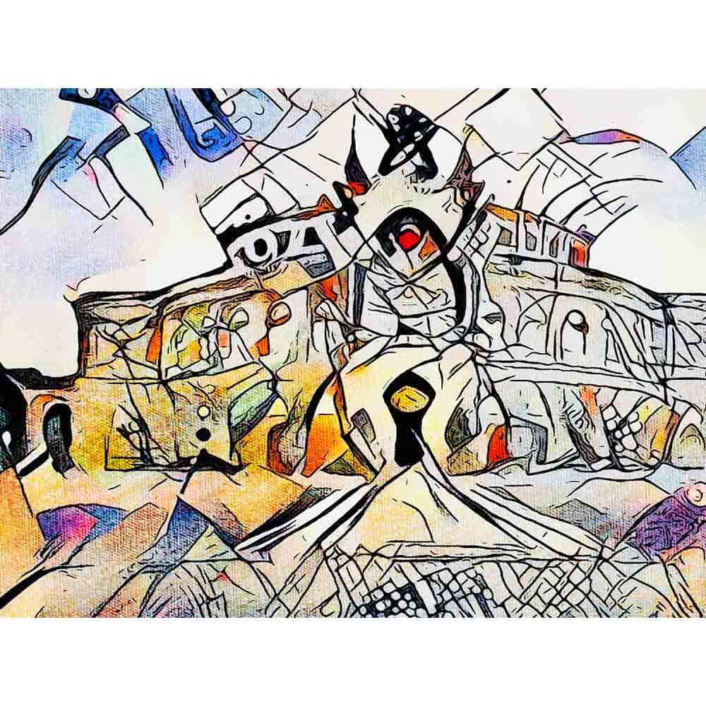 Malen nach Zahlen - Kandinsky trifft Dresden 3 - Artist's Kandinsky Edition - by zamart, mit Rahmen von zamart