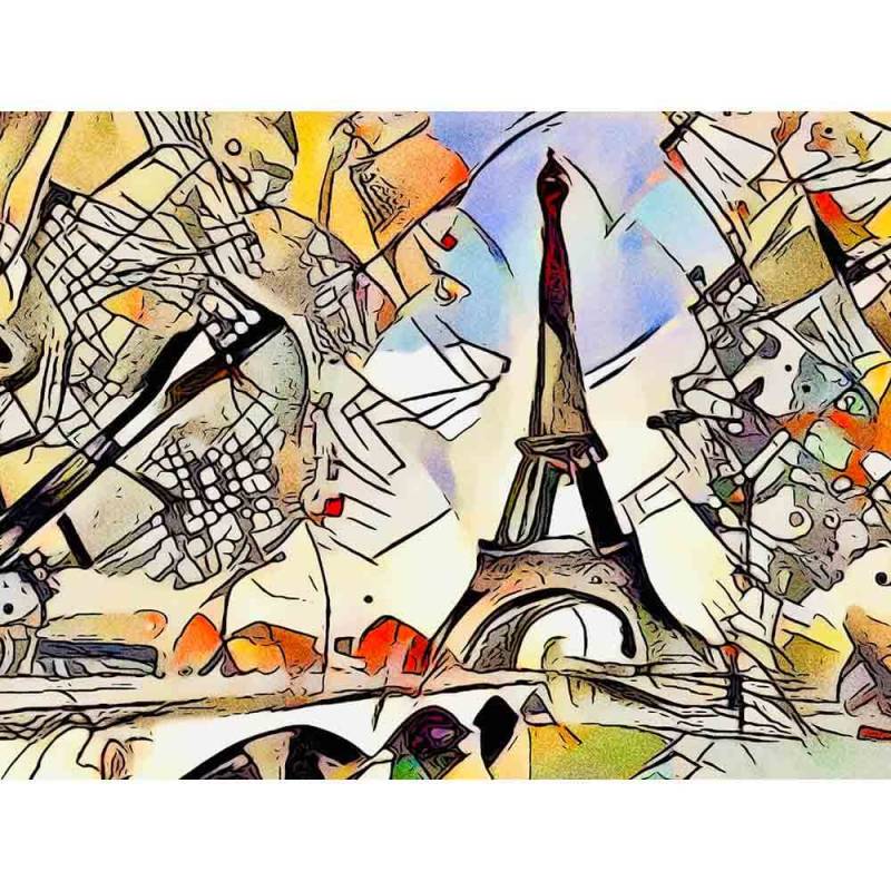 Malen nach Zahlen - Kandinsky trifft Paris 2 - Artist's Kandinsky Edition - by zamart, mit Rahmen von zamart