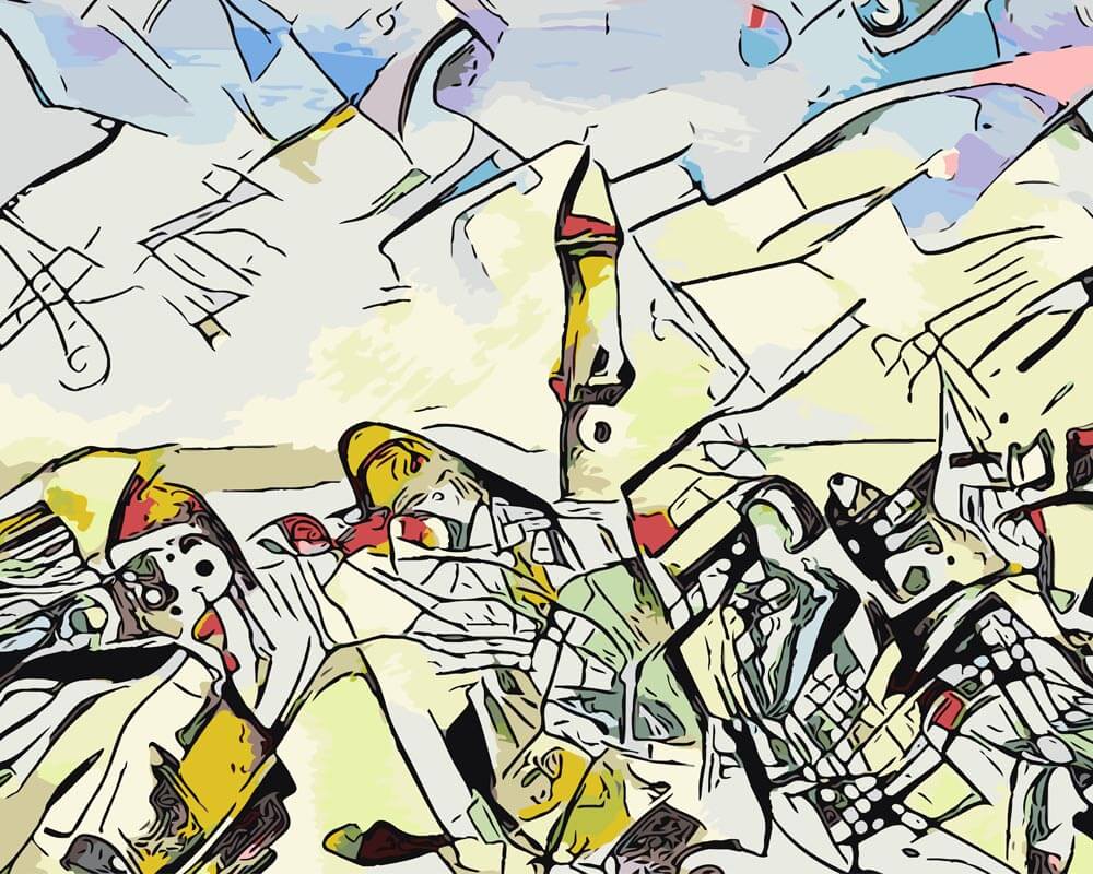 Malen nach Zahlen - Kandinsky trifft.. Warnemünde-Leuchtturm - by zamart, mit Rahmen von zamart