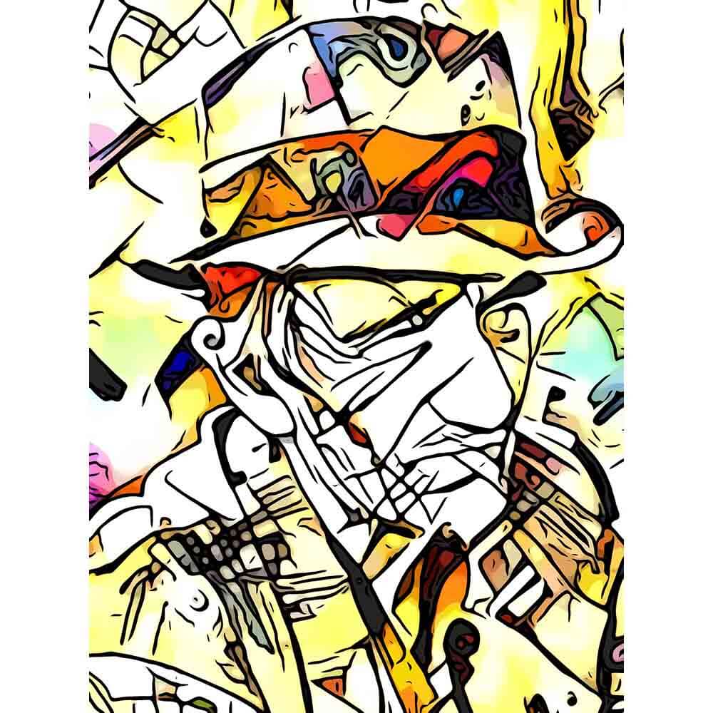 Malen nach Zahlen - Mann mit Hut 1 - Artist's Kandinsky Edition - by zamart, mit Rahmen von zamart