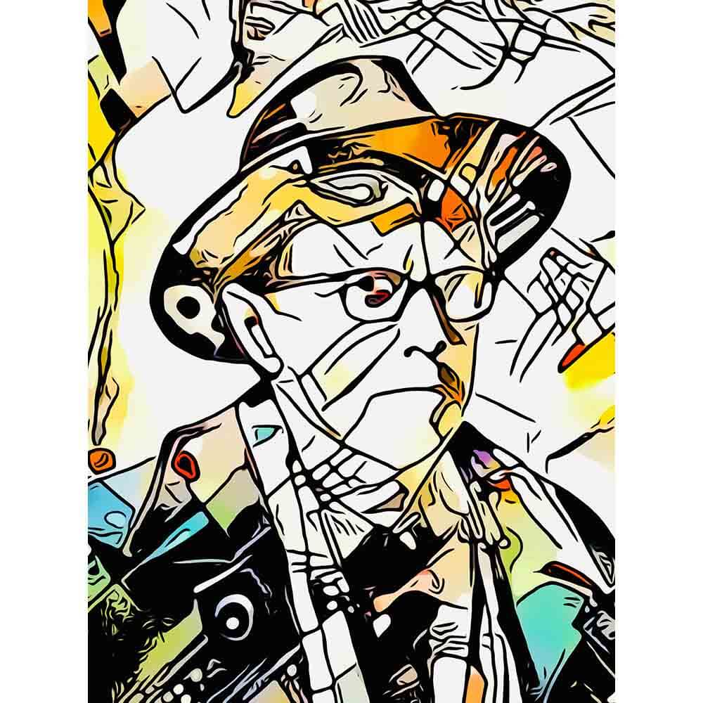 Malen nach Zahlen - Mann mit Hut 2 - Artist's Kandinsky Edition - by zamart, mit Rahmen von zamart
