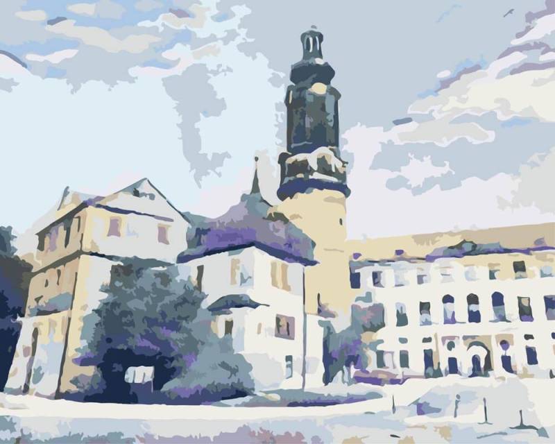 Malen nach Zahlen - Stadtschloß Weimar - by zamart, mit Rahmen von zamart