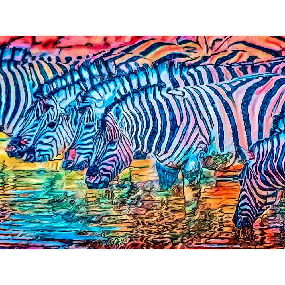 Malen nach Zahlen - Zebras (Südafrika) - Artist's Edition - by zamart, mit Rahmen von zamart