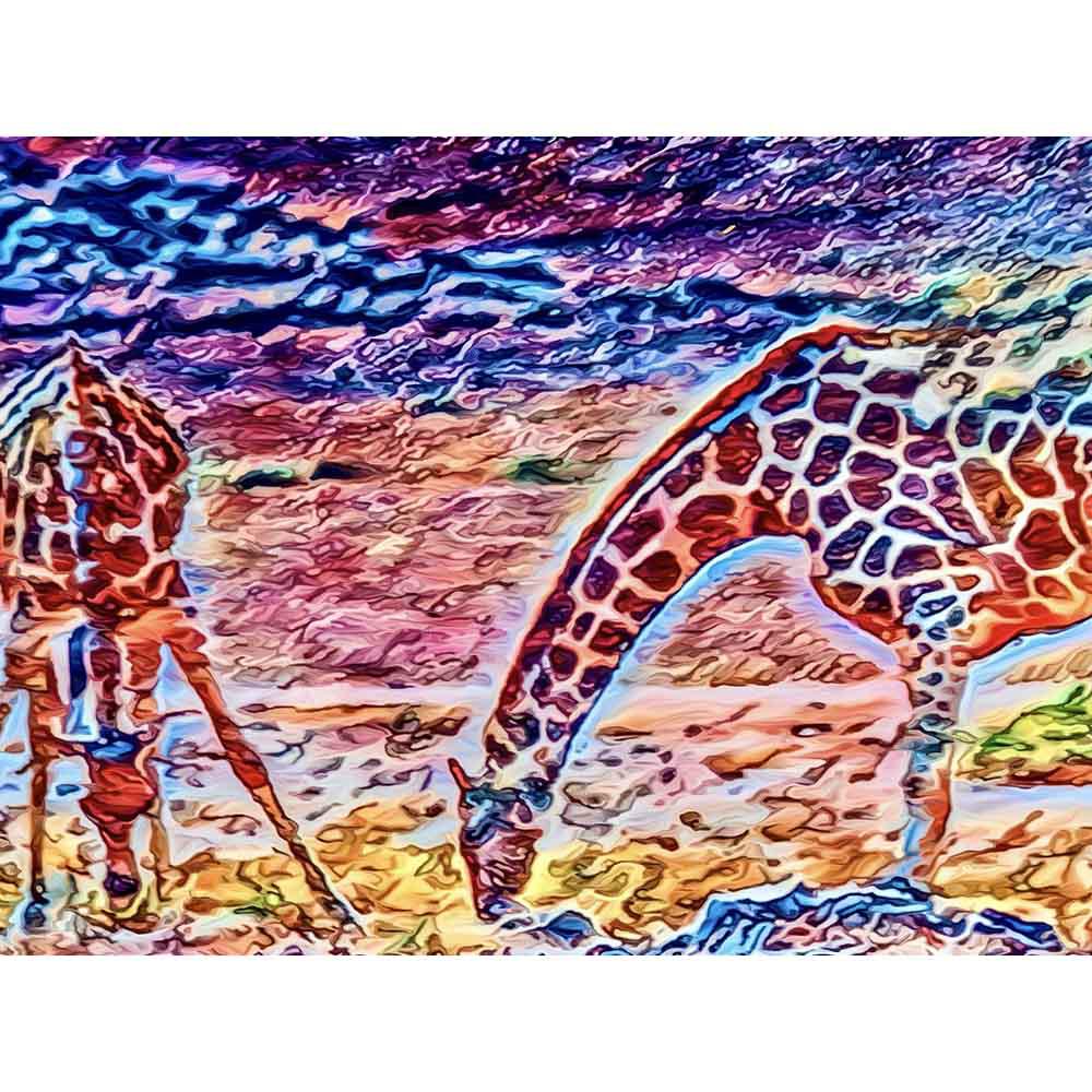 Malen nach Zahlen - Zwei Giraffen (Südafrika) - Artist's Edition - by zamart, mit Rahmen von zamart