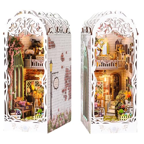 DIY Book Nook Kit, Holzmodell-Spielzeug für Heimdekoration, kreatives DIY-Projekt, Geschenk für Buchliebhaber, Blumenhaus, magische Bibliothek, magische Buchhandlung, Weihnachten, Martin's Book Room von zcargel