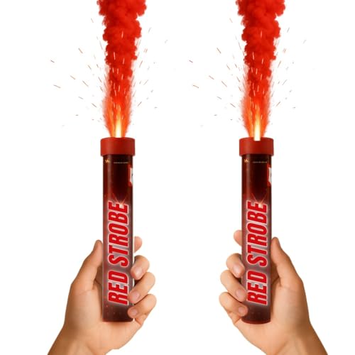 2 Stück Bengalfeuer rot – lebendige Flamme – Brenndauer 80 Sekunden – Dochtzündung – Ideal für Veranstaltungen, Sport, Fans, visuelle Effekte, Kategorie F1 von zenda club