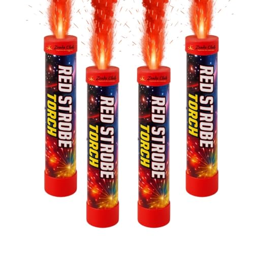 4 Stück Bengalfeuer rot – lebendige Flamme – Brenndauer 80 Sekunden – Dochtzündung – Ideal für Veranstaltungen, Sport, Fans, visuelle Effekte, Kategorie F1 von zenda club