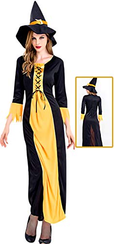 zhacos VZhaP Halloween Kostüm For Gothic Vampire Witch Dress black yellow 002 von zhacos