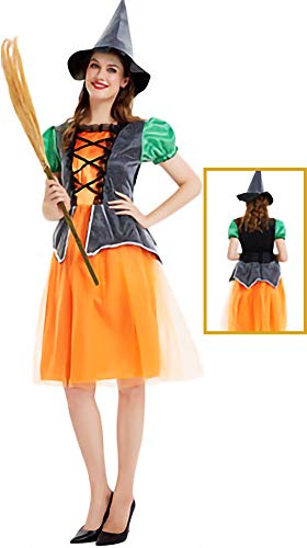 zhacos VZhaP Halloween Kostüm For Gothic Vampire Witch Dress orange green zhacos VZhaP Halloween Kostüm For Gothic Vampire Witch Dress orange green von zhacos
