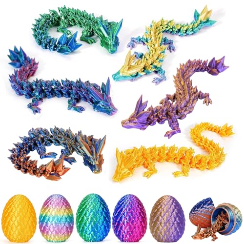 6er Set Miniatur 3D Gedrucktes Drachenei mit Drache - 12,7 cm Kristall Drache Spielzeug-Ei in Kleiner Größe, Geheimnisvolles Drachenei Spielzeug, Überraschung Easter Dracheneier Wohnkultur (A) von zhancydeal
