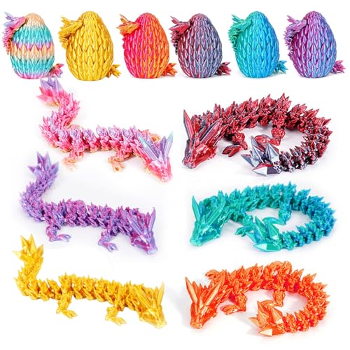 6er Set Miniatur 3D Gedrucktes Drachenei mit Drache - 12,7 cm Kristall Drache Spielzeug-Ei in Kleiner Größe, Geheimnisvolles Drachenei Spielzeug, Überraschung Easter Dracheneier Wohnkultur (B) von zhancydeal