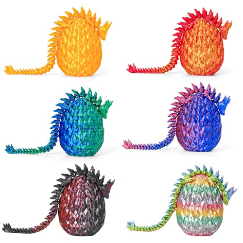 6er Set Miniatur 3D Gedrucktes Drachenei mit Drache - 12,7 cm Kristall Drache Spielzeug-Ei in Kleiner Größe, Geheimnisvolles Drachenei Spielzeug, Überraschung Easter Dracheneier Wohnkultur (D) von zhancydeal