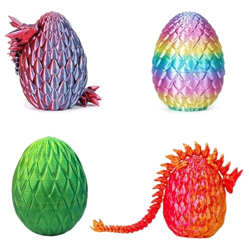 6er Set Miniatur 3D Gedrucktes Drachenei mit Drache - 12,7 cm Kristall Drache Spielzeug-Ei in Kleiner Größe, Geheimnisvolles Drachenei Spielzeug, Überraschung Easter Dracheneier Wohnkultur (E) von zhancydeal