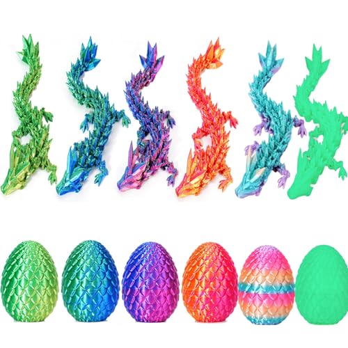 6er Set Miniatur 3D Gedrucktes Drachenei mit Drache - 12,7 cm Kristall Drache Spielzeug-Ei in Kleiner Größe, Geheimnisvolles Drachenei Spielzeug, Überraschung Easter Dracheneier Wohnkultur (F) von zhancydeal