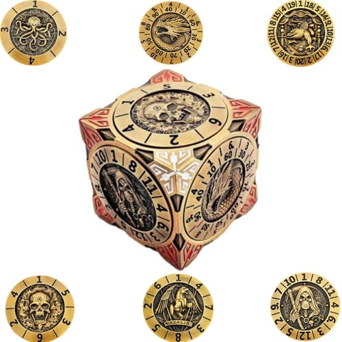 2025 Neue DND Kreisel Würfel, 7-in-1 Metallwürfel mit 3D-Relief, Polyedrische Würfel für Dungeons und Drachen, Dungeons & D Zubehör für MJ und Spieler von zhangfuyun