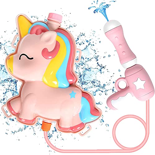 Rucksack Wasserpistole, Wasserpistole für Kinder, Kinder Wasserpistole Spielzeug mit 2000ml Wassertank, Wasserspielzeug für Sommer Strand Pool Spielzeug (rosa) von JUNBAOYYDS