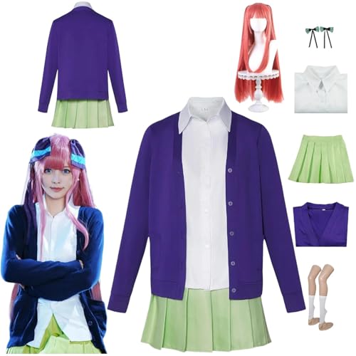 zhengzhouyuetu Nakano Nino Cosplay Kostüme The Quintessential Quintuplets Charakter Fancy Dress Up Erwachsene Uniform Outfits Volles Set Halloween Karneval Party von zhengzhouyuetu