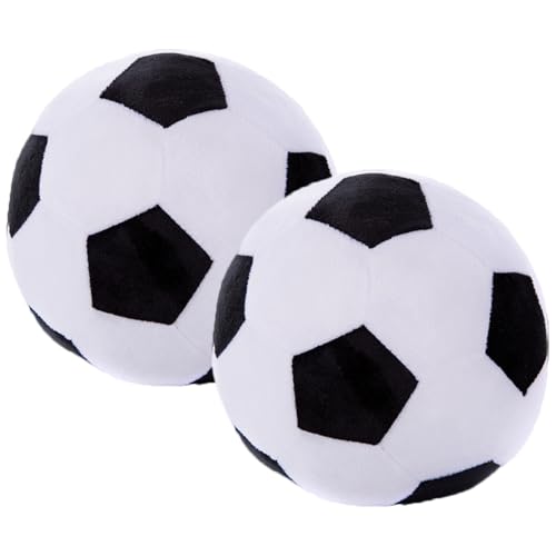 zhidiloveyou 2 x 22,9 cm große Plüsch-Fußballkissen, Spielzeug, Fußballgeschenk für Kinder, schwarz-weiß von zhidiloveyou