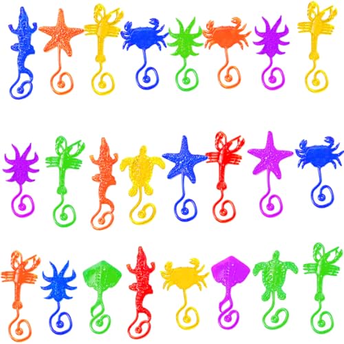 Zhwohyu Klatschhände Kinder Set, Klebrige Dehnbare Spielzeuge, Glibber, Mehrfarbige Glibberhände, Spaßfaktor für Partys (Meerestiere-24 Stücke) von zhwohyu