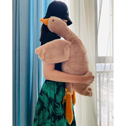 zingking Gans Kuscheltier, Kuscheltier Gans, Kuscheltier Plushie, Kawaii Kuscheltier Plush, Ente Kuscheltier, Großes Gänse-Stofftier (Braun., 90cm) von zingking
