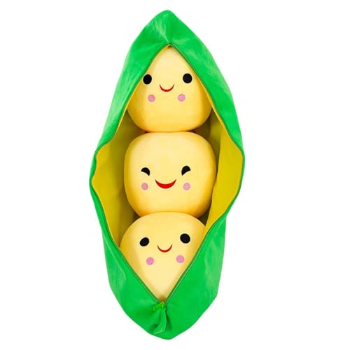 zingking Plüschtier Erbsenschote Puppe Stofftier Kissen Kuscheltier Erbsenschote, zum Spielen und Kuscheln, Weiches Schmusetier für Mädchen, Jungen, Babys (40 cm,Gelbe Bohnen) ﻿ von zingking