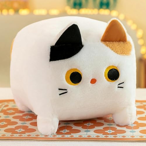 zingking Plüschtier Katze, Kuscheltier Niedliches Katze Stofftier, Weiche Plüsch Katze Stofftierpuppe, Katzenpuppe Spielzeug Gefüllte Weiche Kissen, Geschenk für Kinder (30cm,Weiß) von zingking