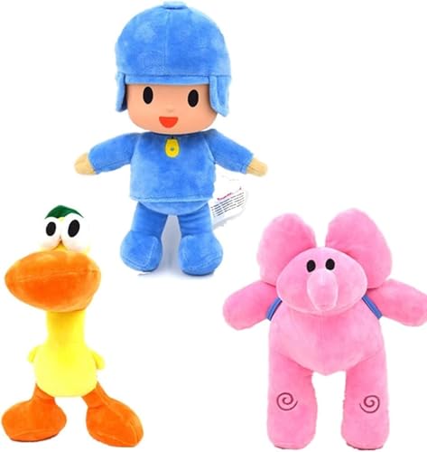 zingking Pocoyo Plüschtiere, Pocoyo Elly Pato Nina Sleepy Bird Loula Gefüllte weiche Puppen (3 Stück) von zingking