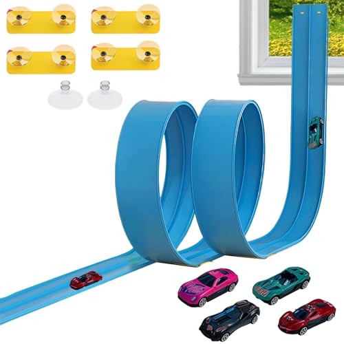 zjhukfmc Flexible Rennstrecke - Flexible Rennbahn Für Kinder Mit Saugnapf,Interaktives Racetrack Rennspiel Für Kindergarten Zuhause Unterwegs Geburtstag von zjhukfmc
