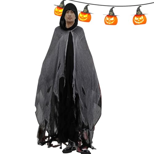 zjhukfmc Halloween-Kapuzenumhang, 155 cm, Halloween-Umhang für Erwachsene, Halloween-Geisterumhang, Hexenumhang für Erwachsene mit reißfestem Stoff, mittelalterliches Festival, Kostüm, Kapuze zjhukfmc Halloween-Kapuzenumhang, 155 cm, Halloween-Umhang für Erwachsene, Halloween-Geisterumhang, Hexenumhang für Erwachsene mit reißfestem Stoff, mittelalterliches Festival, Kostüm, Kapuze von zjhukfmc