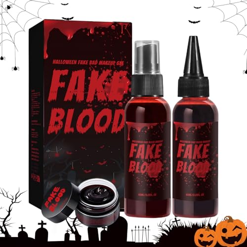 zjhukfmc Halloween Kunstblut - Realistisches 60ml Halloween Tropfendes Blut Set Mit Blutflüssigkeit | Auswaschbare Vampir-accessoires Und Cosplay-artikel Für Partys, Gruselhäuser Und Auftritte zjhukfmc Halloween Kunstblut - Realistisches 60ml Halloween Tropfendes Blut Set Mit Blutflüssigkeit | Auswaschbare Vampir-accessoires Und Cosplay-artikel Für Partys, Gruselhäuser Und Auftritte von zjhukfmc