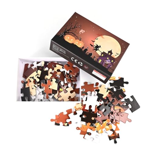 zjhukfmc Halloween Puzzle | Gruseliges Spukhaus Puzzle 100 Teile | Urlaubsdeko Lernspielzeug Für Kleinkinder Und Mädchen von zjhukfmc