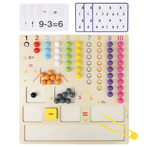 zjhukfmc Holzperlenspiel, Mathe Bead Board | Sortieren von Stapel -Matching -Spielzeugen - Hölzerne farbenfrohe arithmetische Zersetzung Mathematik -Puzzle Sortierung mit Clip für Kinder Erwachsene von zjhukfmc