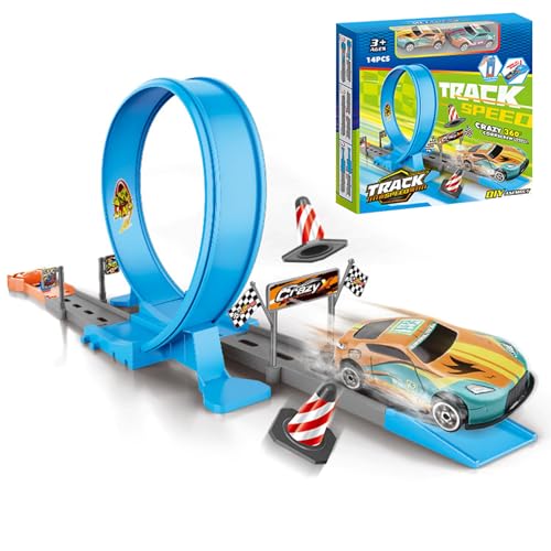 zjhukfmc Rennbahn-Sets Für - Baufahrzeug Spielset mit Rennbahn - 360 Grad Spieleset Sicherer Spielspaß Für Geburtstag Ostern Zuhause Drinnen & Draußen von zjhukfmc