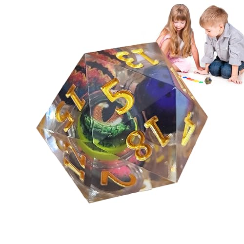 zjhukfmc Schwimmende Augapfelwürfel, flüssige Drachenaugenwürfel - Harz Rollenspiele Augenwürfel,Mehrseitiger, Quicksand-Effekt, handgefertigtes Handwerk, Tabletop-Dekoration zum Geburtstag von zjhukfmc