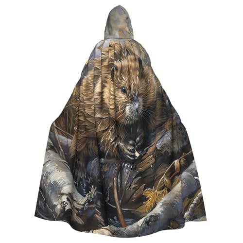 zkyfll Biber-Aufdruck, Damen, Herren, Erwachsene, Länge, Kapuzenumhang mit Kapuze, Halloween, Cosplay-Kostüme zkyfll Biber-Aufdruck, Damen, Herren, Erwachsene, Länge, Kapuzenumhang mit Kapuze, Halloween, Cosplay-Kostüme von zkyfll