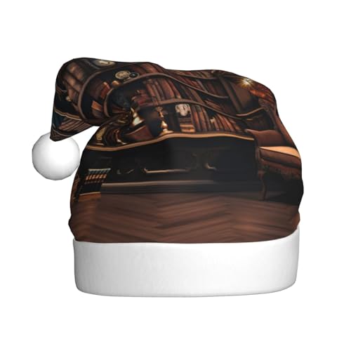 zkyfll Bibliothek Print auf Regal Weihnachten Weihnachtsmann Teddyhut lustige Weihnachtshut für Erwachsene, Weihnachtsparty von zkyfll