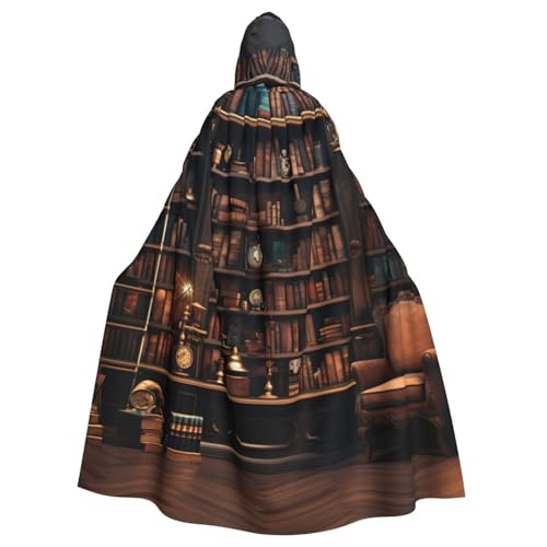 zkyfll Bibliotheks-Bücherregal-Druck, Damen, Herren, Erwachsene, Länge, Kapuzenumhang mit Kapuze, Halloween, Cosplay-Kostüme zkyfll Bibliotheks-Bücherregal-Druck, Damen, Herren, Erwachsene, Länge, Kapuzenumhang mit Kapuze, Halloween, Cosplay-Kostüme von zkyfll