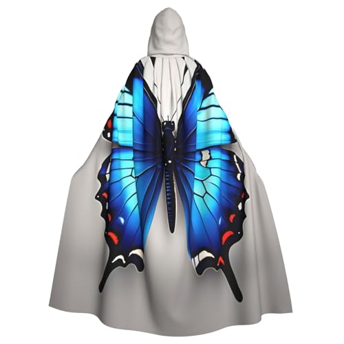 zkyfll Blauer Schmetterlings-Aufdruck, für Damen und Herren, Erwachsenenlänge, Kapuzenumhang mit Kapuze, Halloween-Cosplay-Kostüme zkyfll Blauer Schmetterlings-Aufdruck, für Damen und Herren, Erwachsenenlänge, Kapuzenumhang mit Kapuze, Halloween-Cosplay-Kostüme von zkyfll