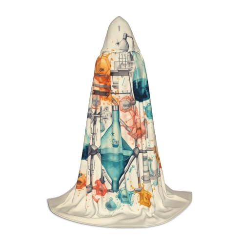 zkyfll Chemie-Druck, kleiner Kapuzenumhang, Halloween-Kostüm, Halloween, Cosplay, Hexe, Robe, Umhang von zkyfll