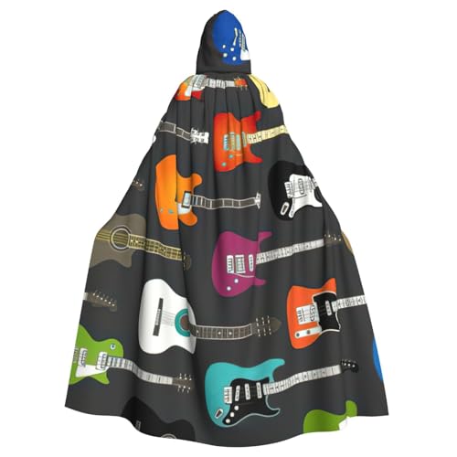 zkyfll Farbiger Akustik- und Gitarren-Druck, für Damen und Herren, Erwachsenenlänge, Kapuzenumhang mit Kapuze, Halloween-Cosplay-Kostüme zkyfll Farbiger Akustik- und Gitarren-Druck, für Damen und Herren, Erwachsenenlänge, Kapuzenumhang mit Kapuze, Halloween-Cosplay-Kostüme von zkyfll