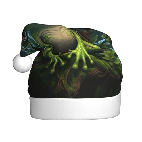 zkyfll Friedensfrosch Baum Print Weihnachten Weihnachtsmannmütze Plüsch lustige Weihnachtsmütze für Erwachsene, Weihnachtsparty zkyfll Friedensfrosch Baum Print Weihnachten Weihnachtsmannmütze Plüsch lustige Weihnachtsmütze für Erwachsene, Weihnachtsparty von zkyfll