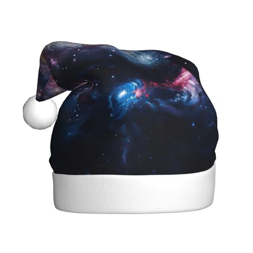 zkyfll Galaxie Print Weihnachten Weihnachtsmann Plüschmütze lustige Weihnachtsmütze für Erwachsene, Weihnachtsparty von zkyfll