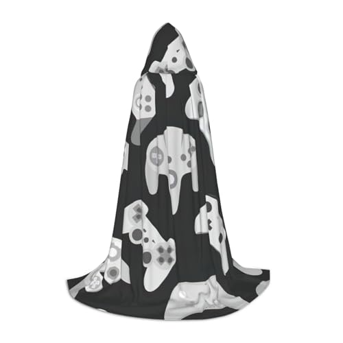 zkyfll Game-Controller-Druck, kleiner Kapuzenumhang, Halloween-Kostüm, Halloween, Cosplay, Hexe, Robe, Umhang von zkyfll