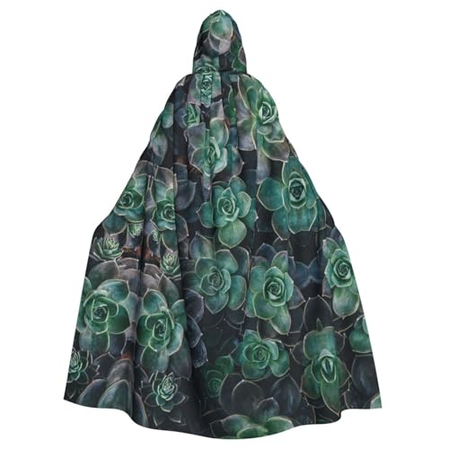 zkyfll Grüner Sukkulenten-Aufdruck, für Damen und Herren, Erwachsenenlänge, Kapuzenumhang mit Kapuze, Halloween-Cosplay-Kostüme von zkyfll