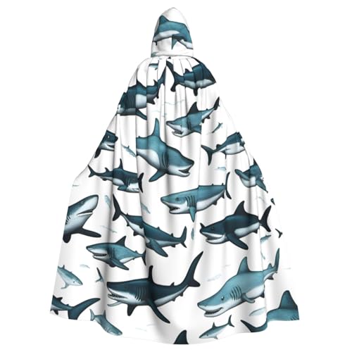 zkyfll Hai-Muster mit verschiedenen Gesten, Druck, für Damen und Herren, Erwachsene, Länge, Kapuzenumhang mit Kapuze, Halloween-Cosplay-Kostüme zkyfll Hai-Muster mit verschiedenen Gesten, Druck, für Damen und Herren, Erwachsene, Länge, Kapuzenumhang mit Kapuze, Halloween-Cosplay-Kostüme von zkyfll
